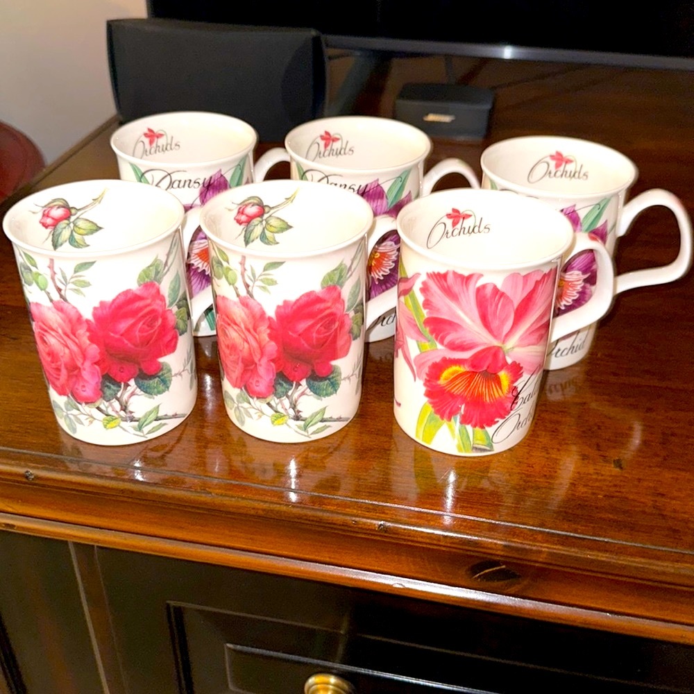 Roy Kirkman fine  bone China 2002 for orchids 1992 for English rosees Floral six